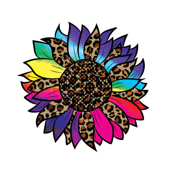 Tie Dye Leopard Sunflower