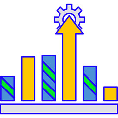 Advertising analytics in charts icon flat vector