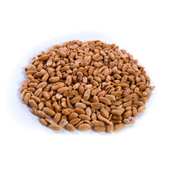 pile of salted peanuts isolated close up on white background 