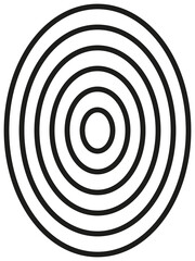 Naklejka premium Concentric ovals, ellipse. Black outlined oval ring shapes. Isolated png illustration, transparent background. Asset for overlay, montage, collage, presentation. 