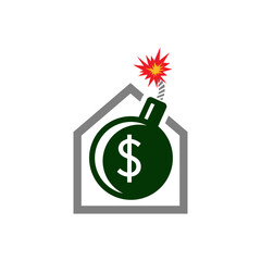 Real estate explosion. Illustration of a real estate explosion on a white background. - 534251371