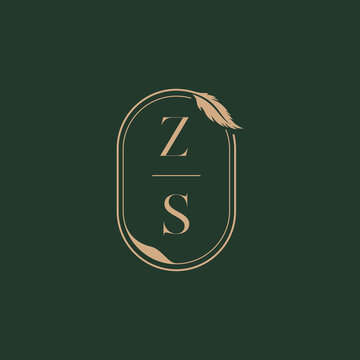 ZS feather initial wedding concept of monogram logo