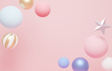 3D素材_かわいいオーナメント_パステルカラー