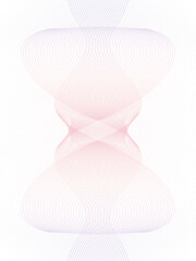 Pastel pink, lavender watermark for certificate, diploma, blank, gift voucher. Light colored symmetric guilloche design. Line art pattern. Vector abstract background, thin curves. Template A4. Ai