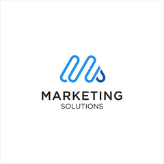marketing M letter logo design with road way solution concept template
