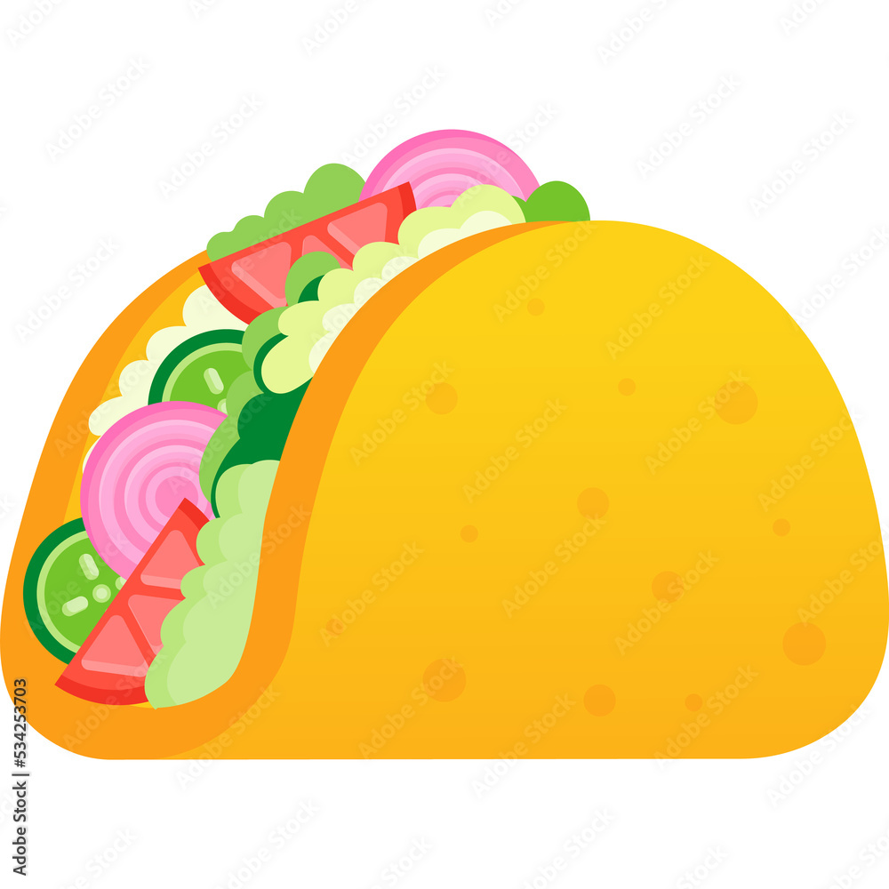 Wall mural tacos in tortilla shell mexican lunch vector icon