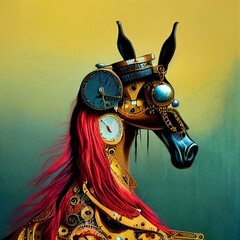 Steampunk Horse Salvador Dali Stylized #1 - obrazy, fototapety, plakaty