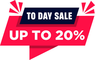 Vector Illustration Today Only Sale Sign. Up To 20 percent Off Origami Speech Bubble. Sale Label Design.