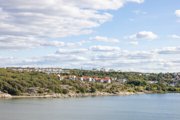Fototapeta na wymiar View from the sea in Gothenburg harbour, Sweden, Europe,