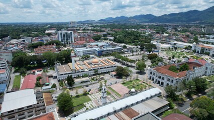 Fototapeta na wymiar Ipoh, Malaysia - September 24, 2022: The Landmark Buildings and Tourist Attractions of Ipoh