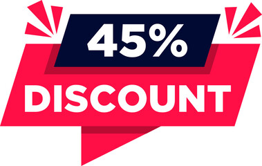 Round speech bubble shape promote discount 45 percent vector illustration