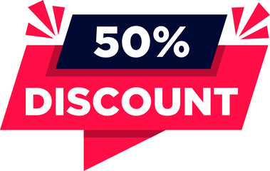 Round speech bubble shape promote discount 50 percent vector illustration