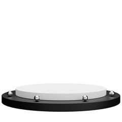 3d rendering of black white circle podium pedestal for product promotion
