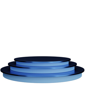 3d Rendering Of Blue Pedestal For Product Display