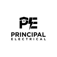 PE Letter With Lighting Thunder Bolt. Electric Bolt Letter Logo Vector Illustration