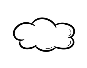 Cloud for conversation and thoughts drawn by hand. Cloud in doodle sketch style. A simple doodle drawing scheme. Vector illustration.