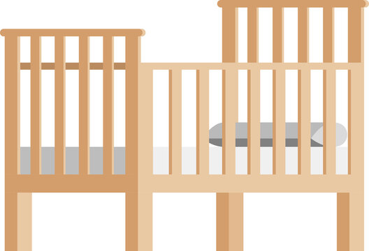 Cartoon isolated object nursery crib cot baby bed
