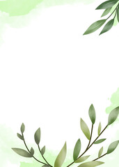 Greenery watercolor floral background for wedding invitation card or engagement invitation