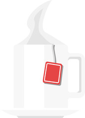 Cartoon illustration isolated object hot tea cup and tea bag