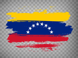 Flag of  Venezuela brush stroke background.  Flag of Venezuela on transparent backrgound for your web site design, app, UI.  Stock vector. EPS10.