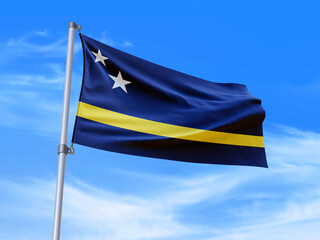 Curacao flag waving in the wind