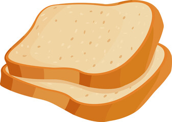 Cartoon illustration isolated object delicious flour food bakery bread toast