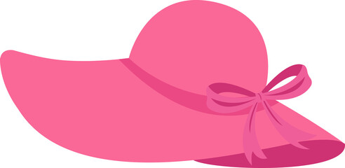 Cartoon illustration isolated object summer item pink Straw hat