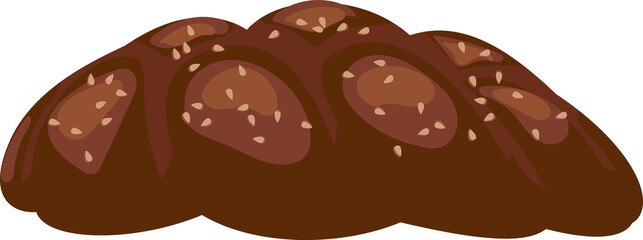Cartoon illustration isolated object delicious flour food bakery chocolate bread whole grain