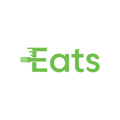 Eats Text With Fork logo design template vector