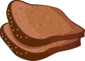 Cartoon illustration isolated object delicious flour food bakery bread whole grain toast