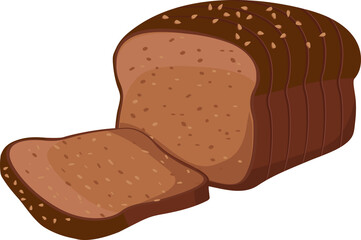 Cartoon illustration isolated object delicious flour food bakery bread whole grain toast