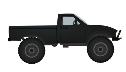 Black big wheels truck. vector