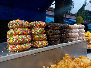 Some variants of donut are traded in the night market in Bali, Indonesia 