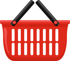 Cartoon illustration isolated object red plastic shopping basket