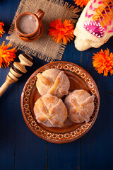 Pan de Muerto. Typical Mexican sweet bread that is consumed in the season of the day of the dead....