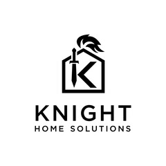 knight with home, sword logo design template