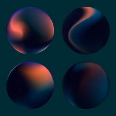 A set of circular gradients. Multicolored purple sphere. Modern abstract background texture. Template for the design. Isolated objects. Vector