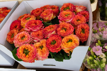 Colorful flowers at a floral shop ready to ship