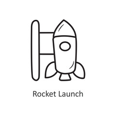 Rocket Launch Vector outline Icon Design illustration. Space Symbol on White background EPS 10 File