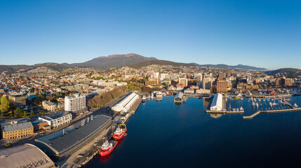 Hobart CBD and Waterfront in Tasmania Australia