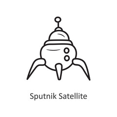 Sputnik Satellite Vector outline Icon Design illustration. Space Symbol on White background EPS 10 File