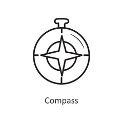 Compass Vector outline Icon Design illustration. Space Symbol on White background EPS 10 File