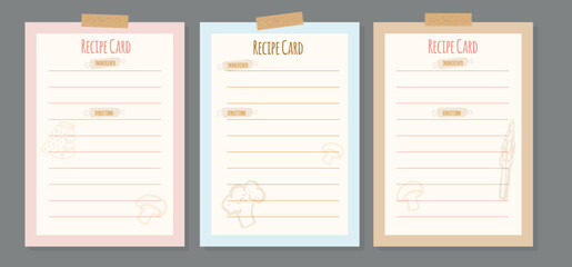 Recipe card for banner design. Food retro background. 