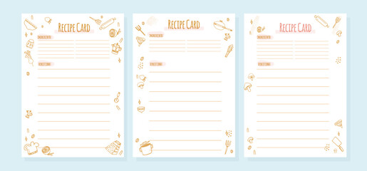 Recipe card for banner design. Food retro background. 