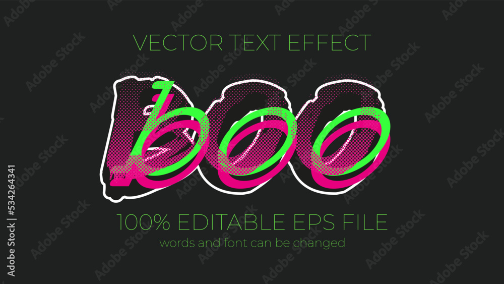 Fototapete boo editable text effect style, eps editable text effect