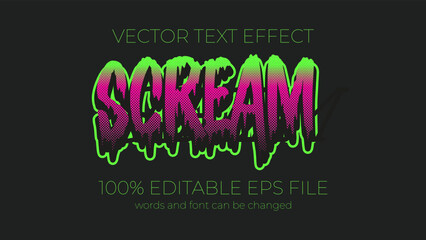 scream editable text effect style, EPS editable text effect