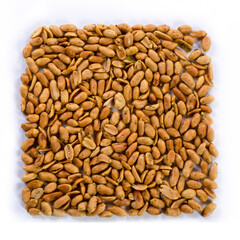 pile of spiced peanuts isolated close up on white background 