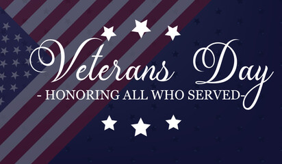 Creative illustration,poster or banner of happy veterans day with u.s.a flag background.
