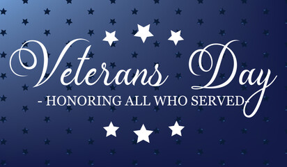 Creative illustration,poster or banner of happy veterans day with u.s.a flag background.