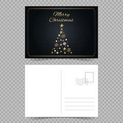 Vector merry christmas postcard template. Greetings card merry christmas design with back of airmail blank postcard. a5 printable template